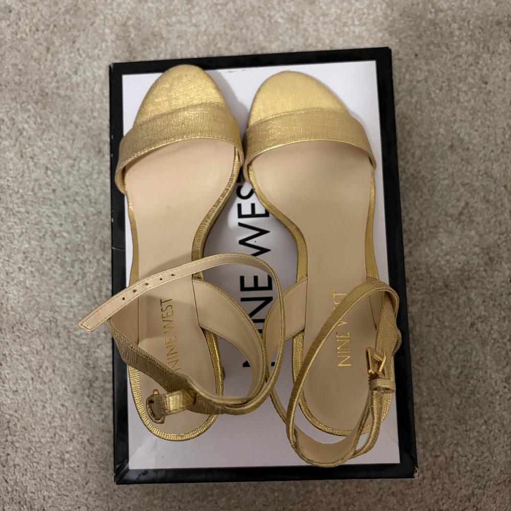 Nine West gold sandal heels